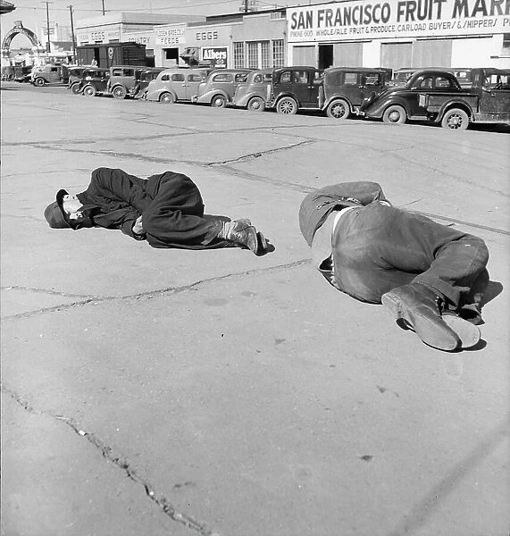 Scene along 'Skid Row', Howard Street, San Francisco, California, 1937. Creator: Dorothea Lange. Scene along 'Skid Row', Howard Street, San Francisco, California, 1937. Creator: Dorothea Lange