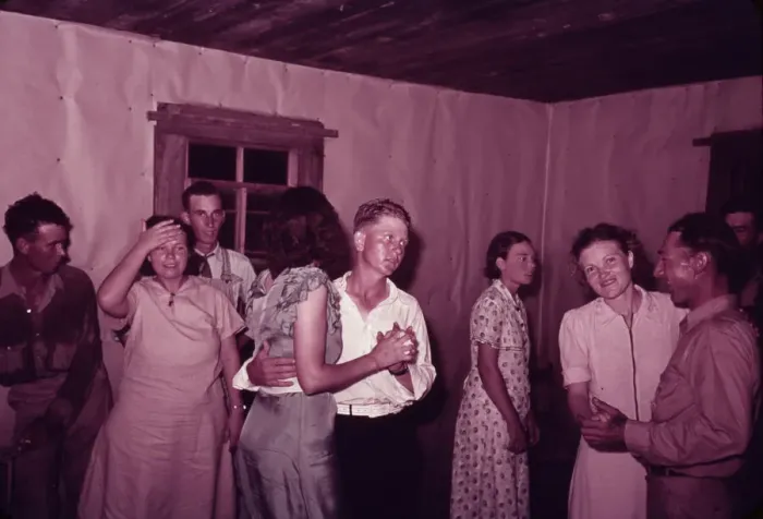 Framed Print : Scene at square dance in rural home in McIntosh County, Oklahoma, 1939 or 1940. Creator: Russell Lee Framed Print : Scene at square dance in rural home in McIntosh County, Oklahoma, 1939 or 1940. Creator: Russell Lee