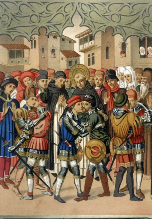 Framed Print : Scene at St. Vincent Ferrer (1350-1419), a Dominican theologian and preacher Spanish Framed Print : Scene at St. Vincent Ferrer (1350-1419), a Dominican theologian and preacher Spanish