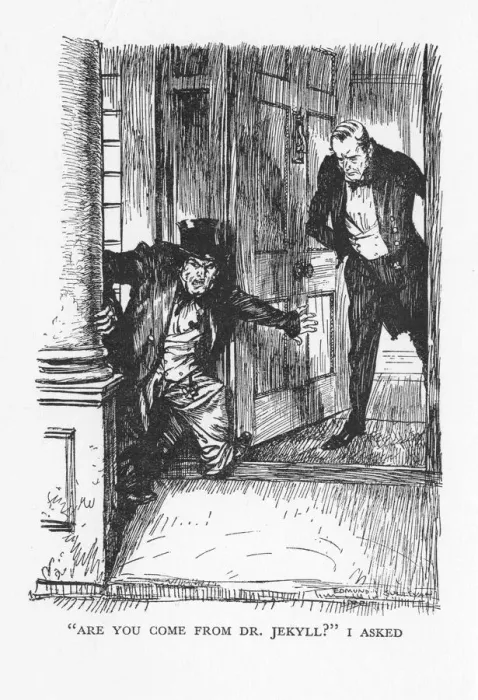 Framed Print : Scene from The Strange Case of Dr Jekyll and Mr Hyde by Robert Louis Stevenson, 1927. Artist: Edmund Joseph Sullivan Framed Print : Scene from The Strange Case of Dr Jekyll and Mr Hyde by Robert Louis Stevenson, 1927. Artist: Edmund Joseph Sullivan
