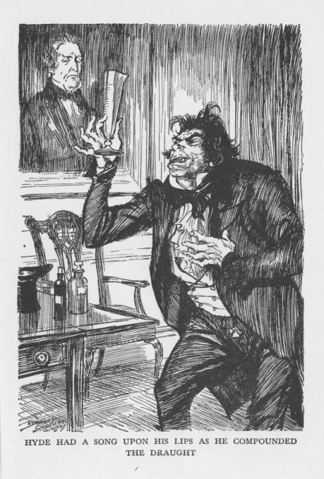 Framed Print : Scene from The Strange Case of Dr Jekyll and Mr Hyde by Robert Louis Stevenson, 1927. Artist: Edmund Joseph Sullivan Framed Print : Scene from The Strange Case of Dr Jekyll and Mr Hyde by Robert Louis Stevenson, 1927. Artist: Edmund Joseph Sullivan