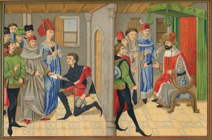 Framed Print : Scene from the tale of Renaud De Montauban, 15th century, (1849). Creator: Kellerhoven Framed Print : Scene from the tale of Renaud De Montauban, 15th century, (1849). Creator: Kellerhoven