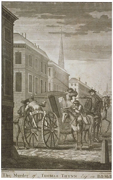 Scene of Thomas Thynnes murder in Pall Mall, Westminster, London, 1682 (c1775)