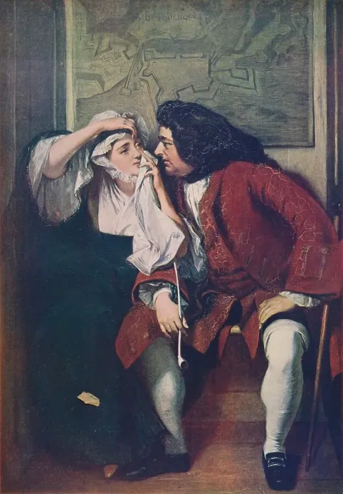 Framed Print : A Scene from Tristram Shandy (?Uncle Toby and the Widow Wadman?), 1829?30, (c1915). Artist: Charles Robert Leslie Framed Print : A Scene from Tristram Shandy (?Uncle Toby and the Widow Wadman?), 1829?30, (c1915). Artist: Charles Robert Leslie