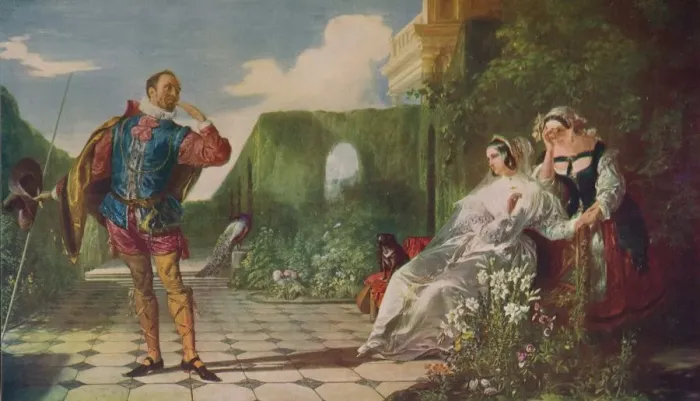 Framed Print : Scene from ?Twelfth Night? (?Malvolio and the Countess?), c1840, (c1915). Artist: Daniel Maclise Framed Print : Scene from ?Twelfth Night? (?Malvolio and the Countess?), c1840, (c1915). Artist: Daniel Maclise