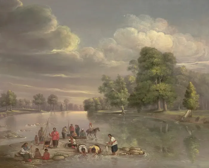 Framed Print : Scene on the Wabash, about 1848. Creator: George Winter Framed Print : Scene on the Wabash, about 1848. Creator: George Winter