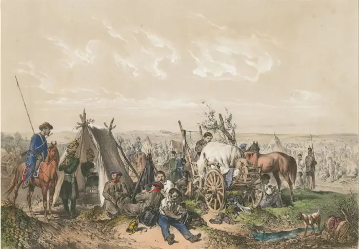 Framed Print : A Scene from the War of Independence in Hungary on 1849, ca. 1849. Artist: Strassgschwandtner, Josef Anton (1826-1881) Framed Print : A Scene from the War of Independence in Hungary on 1849, ca. 1849. Artist: Strassgschwandtner, Josef Anton (1826-1881)