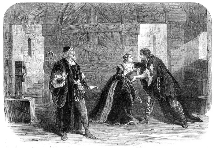 Framed Print : Scene from The Watch-Cry, at the Lyceum Theatre, 1865. Creator: Unknown Framed Print : Scene from The Watch-Cry, at the Lyceum Theatre, 1865. Creator: Unknown