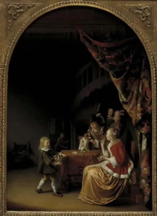 Framed Print : Scene from a Wealthy Dutch Home, 1663. Creator: Pieter Cornelisz. van Slingeland Framed Print : Scene from a Wealthy Dutch Home, 1663. Creator: Pieter Cornelisz. van Slingeland