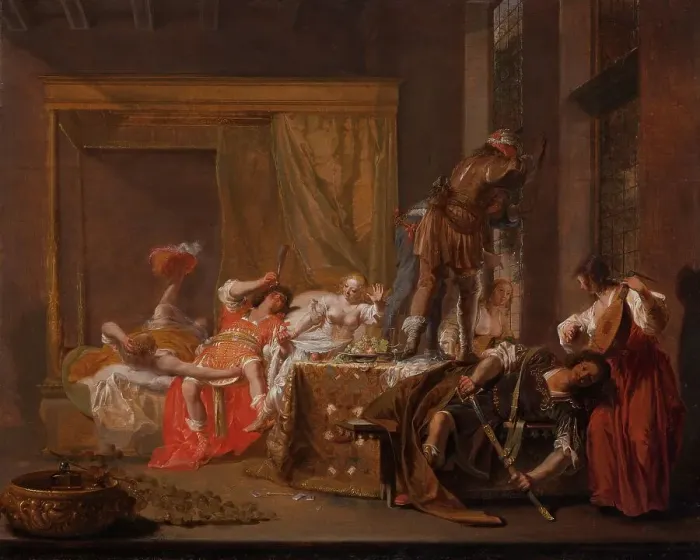 Framed Print : Scene from the Wedding of Messalina and Gaius Sillius, c.1645-c.1650. Creator: Nikolaus Knüpfer Framed Print : Scene from the Wedding of Messalina and Gaius Sillius, c.1645-c.1650. Creator: Nikolaus Knüpfer