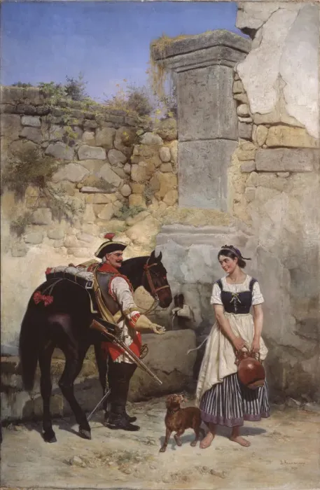 Framed Print : Scene at the Well, 1890. Artist: Willewalde, Gottfried (Bogdan Pavlovich) (1818-1903) Framed Print : Scene at the Well, 1890. Artist: Willewalde, Gottfried (Bogdan Pavlovich) (1818-1903)