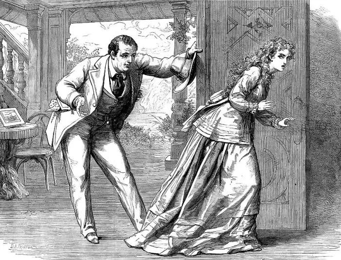 Framed Print : Scene from The Woman In White, at the Olympic Theatre, 1871. Creator: Unknown Framed Print : Scene from The Woman In White, at the Olympic Theatre, 1871. Creator: Unknown