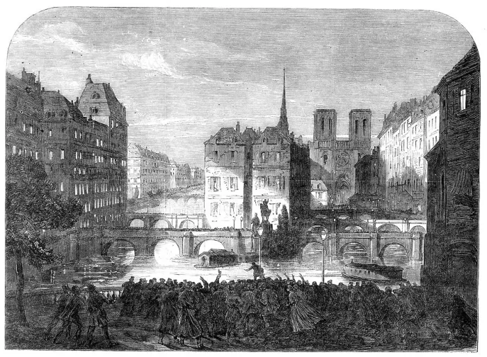 Framed Print : Scene from The Workmen of Paris, at the Adelphi Theatre; Paris by Moonlight, 1864. Creator: Unknown. Scene from The Workmen of Paris, at the Adelphi Theatre; Paris by Moonlight, 1864. Creator: Unknown Framed Print : Scene from The Workmen of Paris, at the Adelphi Theatre; Paris by Moonlight, 1864. Creator: Unknown. Scene from The Workmen of Paris, at the Adelphi Theatre; Paris by Moonlight, 1864. Creator: Unknown