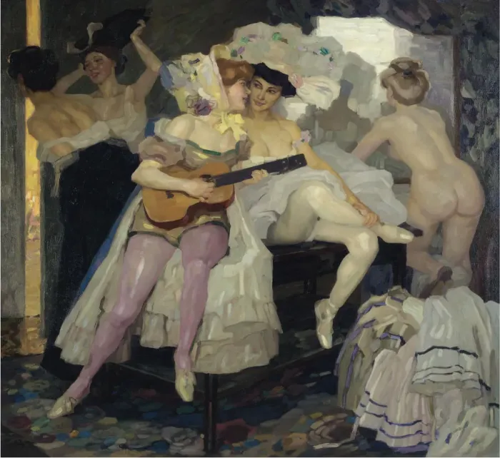 Framed Print : Behind the Scenes, 1905. Artist: Putz, Leo (1869-1940) Framed Print : Behind the Scenes, 1905. Artist: Putz, Leo (1869-1940)