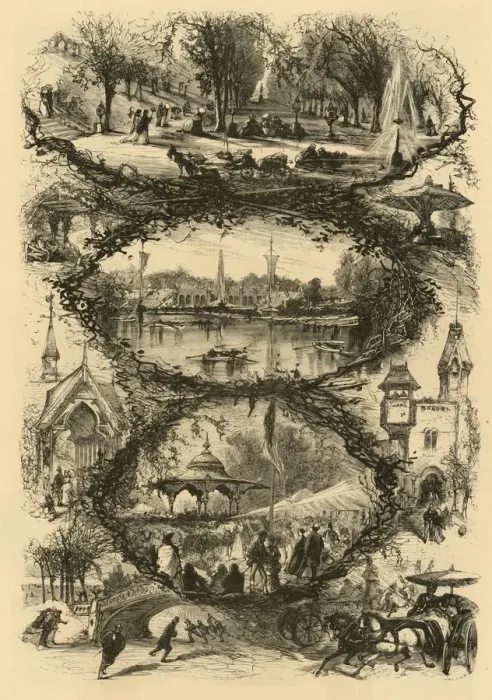 Framed Print : Scenes in Central Park, 1874. Creator: Unknown Framed Print : Scenes in Central Park, 1874. Creator: Unknown
