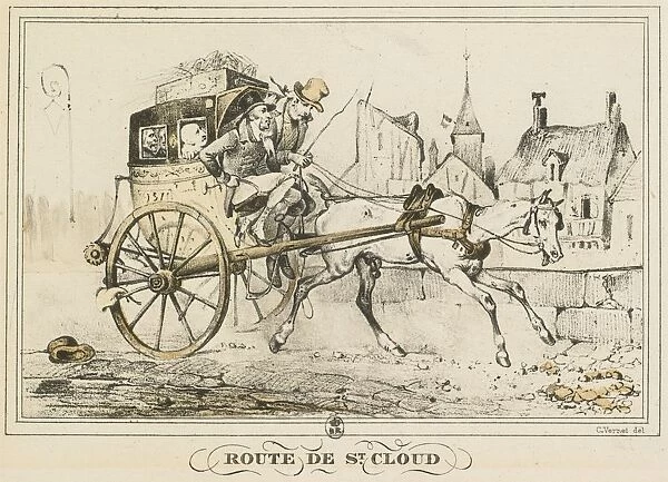 Scenes of Daily Life, Roads and Paths: Road to Saint-Cloud... 1816. Creator: Carle Vernet (French