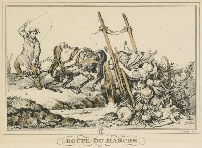 Framed Print : Scenes of Daily Life, Roads and Paths: Road to Market…, 1819. Creator: Carle Vernet (French Framed Print : Scenes of Daily Life, Roads and Paths: Road to Market…, 1819. Creator: Carle Vernet (French