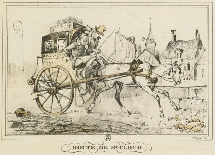Framed Print : Scenes of Daily Life, Roads and Paths: Road to Saint-Cloud... 1816. Creator: Carle Vernet (French Framed Print : Scenes of Daily Life, Roads and Paths: Road to Saint-Cloud... 1816. Creator: Carle Vernet (French