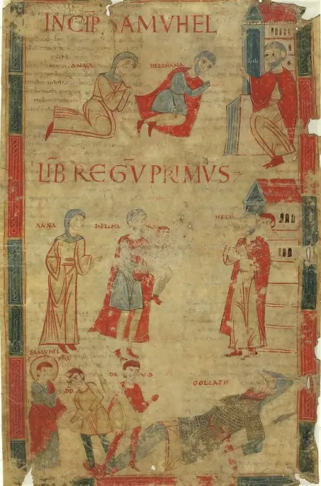 Framed Print : Four Scenes from the First Book of Samuel, late 11th century. Creator: Unknown Framed Print : Four Scenes from the First Book of Samuel, late 11th century. Creator: Unknown