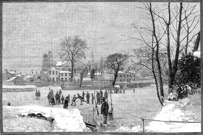 Framed Print : Scenes on the frozen Thames: at Twickenham, 1881. Creator: Unknown Framed Print : Scenes on the frozen Thames: at Twickenham, 1881. Creator: Unknown