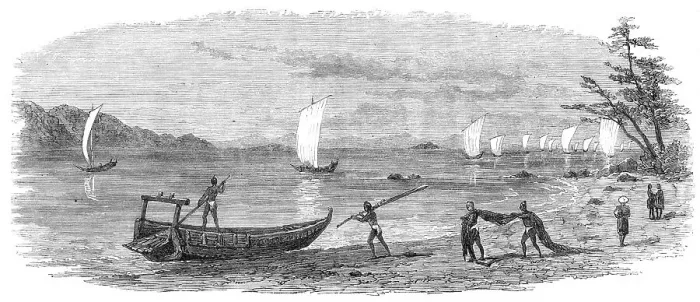 Framed Print : Scenes in Japan: entrance to the inland sea, 1864. Creator: Unknown Framed Print : Scenes in Japan: entrance to the inland sea, 1864. Creator: Unknown