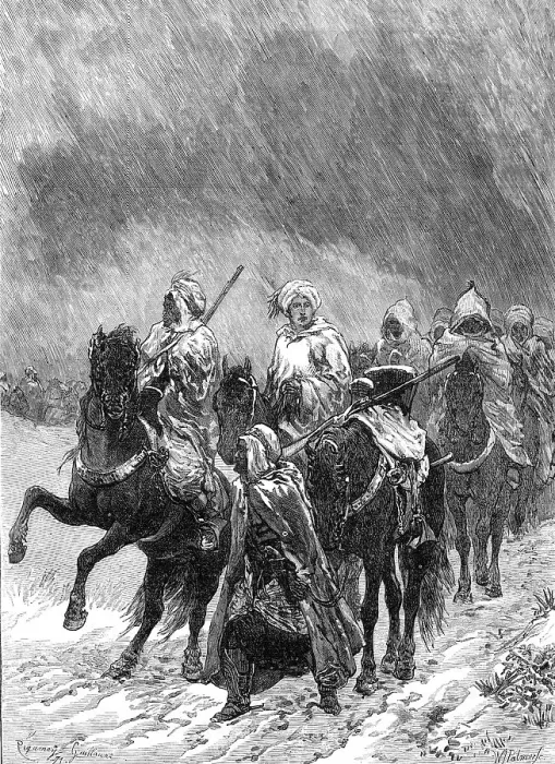 Framed Print : Scenes of the Late War in France: retreat from Le Mans - Ghoums and Spahis in the snow, 1871. Creator: William James Palmer Framed Print : Scenes of the Late War in France: retreat from Le Mans - Ghoums and Spahis in the snow, 1871. Creator: William James Palmer