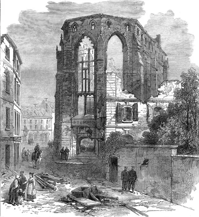 Framed Print : Scenes of the Late War in France: ruins of the public library at Strasbourg, 1871. Creator: Unknown Framed Print : Scenes of the Late War in France: ruins of the public library at Strasbourg, 1871. Creator: Unknown