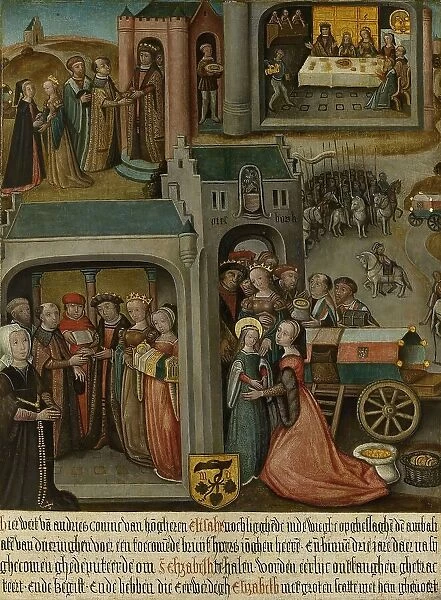 Four scenes from the legend of St Elizabeth of Hungary, c.1500. Creator: Anon