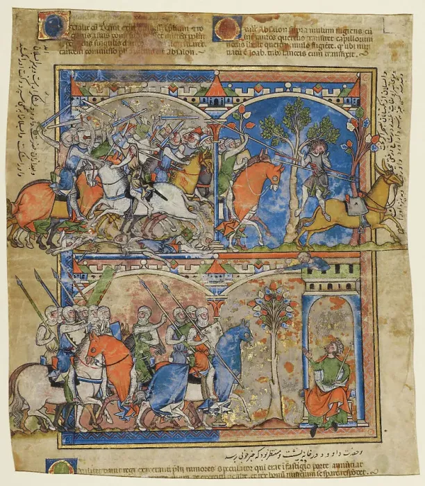 Framed Print : Scenes from the Life of Absalom; Morgan Picture Bible, about 1250. Creator: Unknown Framed Print : Scenes from the Life of Absalom; Morgan Picture Bible, about 1250. Creator: Unknown