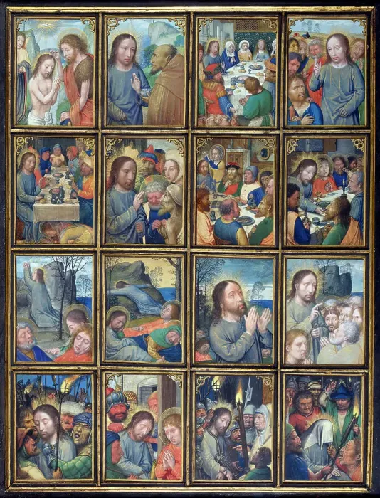 Framed Print : Scenes from the life of Christ, Stein Quadriptych, c1525-1530. Creator: Simon Bening Framed Print : Scenes from the life of Christ, Stein Quadriptych, c1525-1530. Creator: Simon Bening
