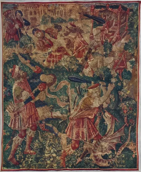 Framed Print : Scenes from the life of Hercules: Tapestry Woven by Joos of Audenarde, c1498 (1946). Artist: Joos of Audenarde Framed Print : Scenes from the life of Hercules: Tapestry Woven by Joos of Audenarde, c1498 (1946). Artist: Joos of Audenarde