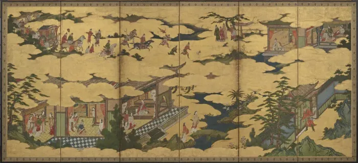 Framed Print : Scenes from the life of the Ming Huang Emperor and Yang Guifei, Momoyama period Framed Print : Scenes from the life of the Ming Huang Emperor and Yang Guifei, Momoyama period