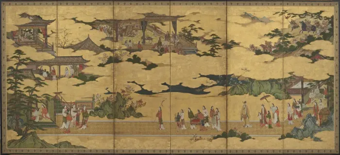 Framed Print : Scenes from the life of the Ming Huang Emperor and Yang Guifei, Momoyama period Framed Print : Scenes from the life of the Ming Huang Emperor and Yang Guifei, Momoyama period