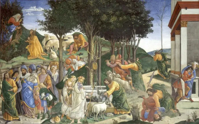Framed Print : Scenes from the Life of Moses, 1481-1482. Artist: Botticelli, Sandro (1445-1510) Framed Print : Scenes from the Life of Moses, 1481-1482. Artist: Botticelli, Sandro (1445-1510)