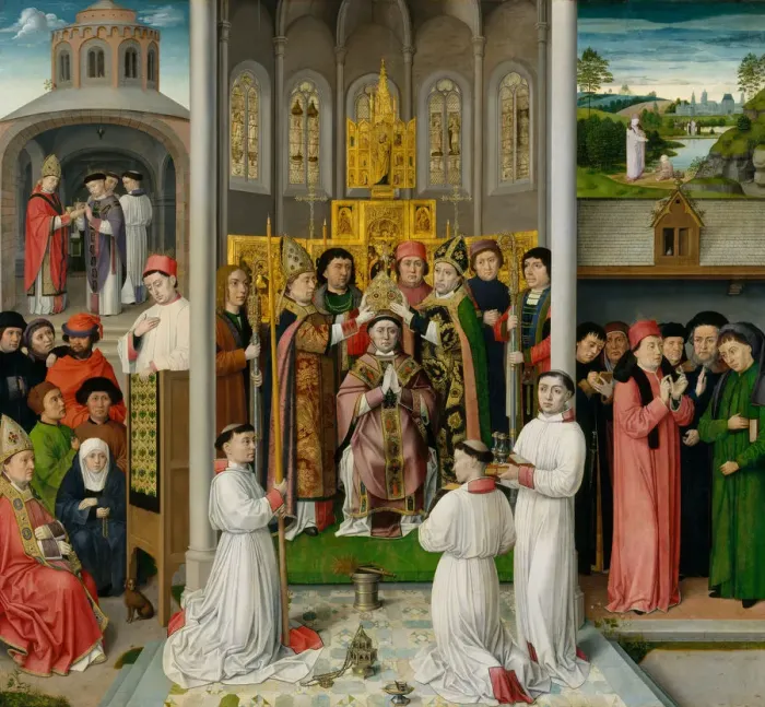 Framed Print : Scenes from the Life of Saint Augustine of Hippo, ca. 1490. Creator: Master of Saint Augustine Framed Print : Scenes from the Life of Saint Augustine of Hippo, ca. 1490. Creator: Master of Saint Augustine
