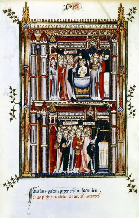 Framed Print : Scenes from the life of St Denis, patron saint of France, 3rd century (14th century) Framed Print : Scenes from the life of St Denis, patron saint of France, 3rd century (14th century)