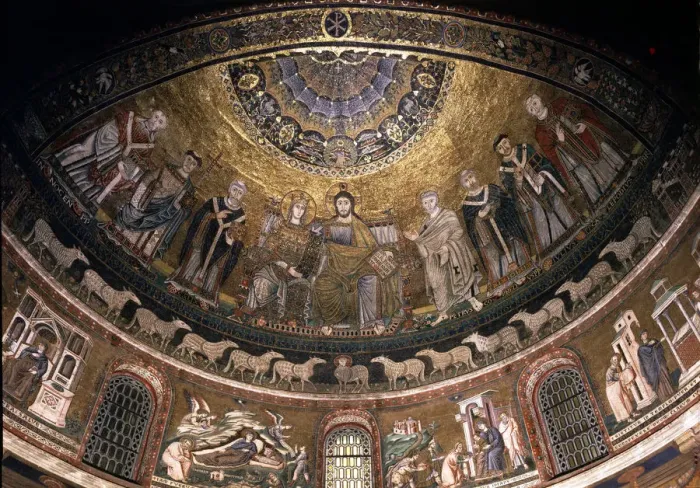Framed Print : Scenes from the Life of the Virgin, 1291, apse detail of the church of Santa Maria Framed Print : Scenes from the Life of the Virgin, 1291, apse detail of the church of Santa Maria