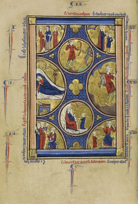 Framed Print : Scenes from the Lives of Isaac; Wenceslaus Psalter, Jacob, and Esau, about 1250-1260. Creator: Unknown