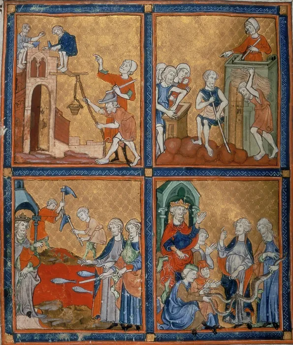 Framed Print : Four scenes from the Old Testament, c1300-c1330. Creator: Unknown Framed Print : Four scenes from the Old Testament, c1300-c1330. Creator: Unknown
