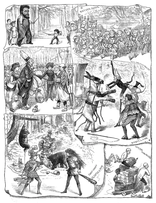 Framed Print : Scenes from the pantomimes, 1881. Creators: Unknown, George Cruikshank Framed Print : Scenes from the pantomimes, 1881. Creators: Unknown, George Cruikshank
