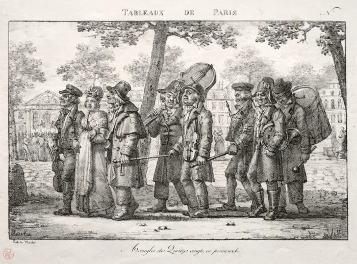 Framed Print : Scenes of Paris: Blind Men from the Quinze Vingts, Walking. Creator: Jean Henri Marlet (French Framed Print : Scenes of Paris: Blind Men from the Quinze Vingts, Walking. Creator: Jean Henri Marlet (French