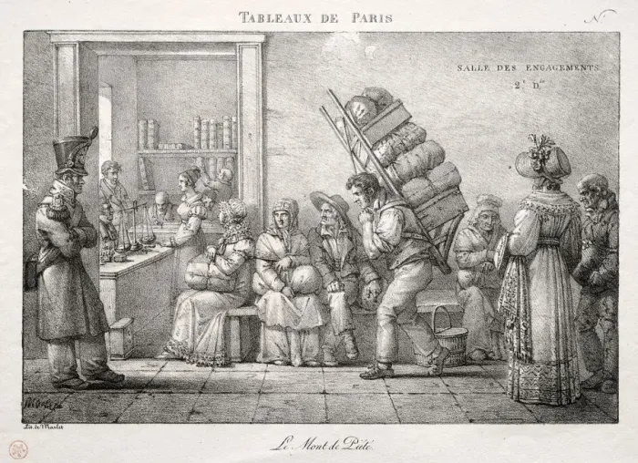 Framed Print : Scenes of Paris: The Pawnshop. Creator: Jean Henri Marlet (French, 1770-1847) Framed Print : Scenes of Paris: The Pawnshop. Creator: Jean Henri Marlet (French, 1770-1847)