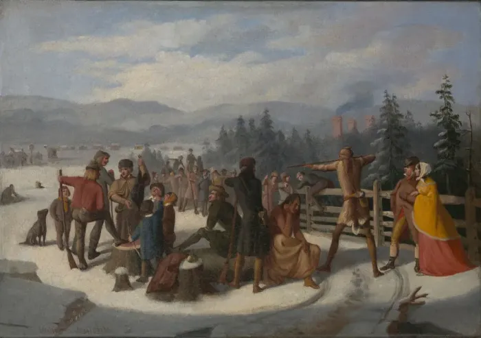 Framed Print : Scenes from the Pioneers by Cooper, Deerslayer at the Shooting Match, ca. 1850 Framed Print : Scenes from the Pioneers by Cooper, Deerslayer at the Shooting Match, ca. 1850