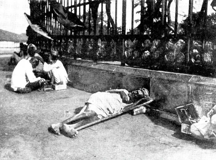 Framed Print : Scenes in Plague-Stricken Bombay: a wayside case, 1898. Creator: Gysi Framed Print : Scenes in Plague-Stricken Bombay: a wayside case, 1898. Creator: Gysi
