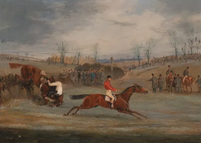Framed Print : Scenes from a steeplechase: Near the Finish, ca. 1845. Creator: Henry Thomas Alken Framed Print : Scenes from a steeplechase: Near the Finish, ca. 1845. Creator: Henry Thomas Alken