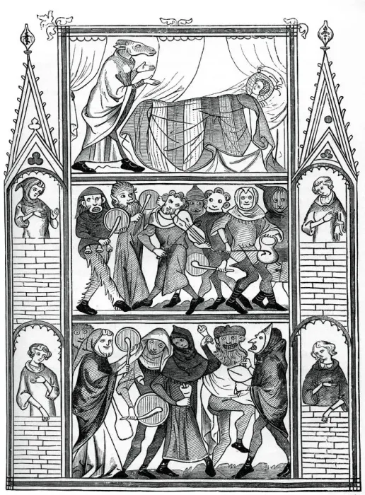 Framed Print : Scenes from the Story of Fauvel, 15th century, (1870) Framed Print : Scenes from the Story of Fauvel, 15th century, (1870)