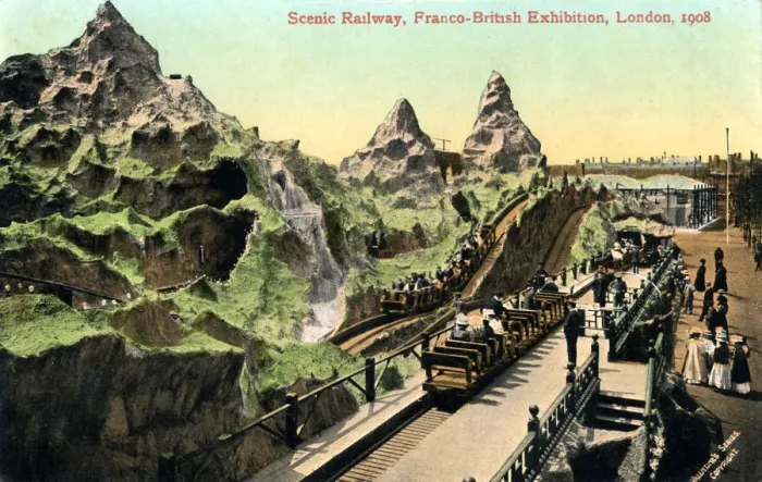 Framed Print : Scenic railway, Franco-British Exhibition, London, 1908. Artist: Valentine & Sons Framed Print : Scenic railway, Franco-British Exhibition, London, 1908. Artist: Valentine & Sons