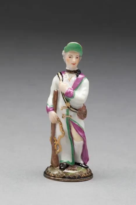 Framed Print : Scent Bottle: Huntsman, Ludwigsburg, c. 1775. Creator: Ludwigsburg Porcelain Factory Framed Print : Scent Bottle: Huntsman, Ludwigsburg, c. 1775. Creator: Ludwigsburg Porcelain Factory