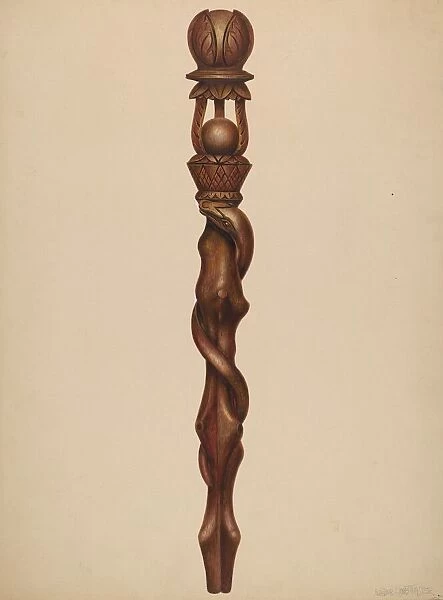 Scepter (Lumberjack Carving), c. 1938. Creator: Walter Hochstrasser