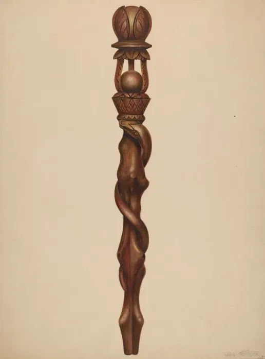 Framed Print : Scepter (Lumberjack Carving), c. 1938. Creator: Walter Hochstrasser Framed Print : Scepter (Lumberjack Carving), c. 1938. Creator: Walter Hochstrasser
